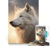 Rompecabezas Lobo Blanco al Atardecer 1000 Piezas Juego de Impulso Mental Cierre Seguro Sin Piezas Sueltas Desafío Mental Interactivo para el Hogar (50x75cm)