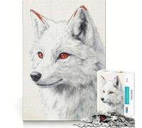 Rompecabezas Lobo Blanco con Ojos Rojos 1000 Piezas Juego de Habilidad Mental Ajuste Estable sin Piezas Que se muevan pasatiempo Divertido para Fines de Semana Largos (38x52cm)
