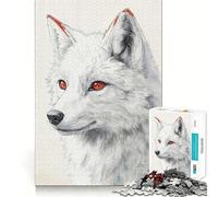 Rompecabezas Lobo Blanco de Ojos Rojos para Adultos 1000 Piezas Juego de Memoria Ensamblaje Firme y Seguro Juego de Construcción de Conexiones Significativas (50x75cm)
