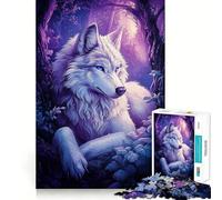 Rompecabezas Lobo Blanco en el Bosque 1000 Piezas Juego de Habilidad Mental Ajuste Estable sin Piezas Que se muevan pasatiempo Agradable para Fines de Semana Largos (38x52cm)