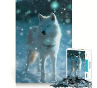 Rompecabezas Lobo Blanco en la Nieve Invernal 1000 Piezas Recall Fun Play Piezas sin Rebabas de Corte Limpio Juego portátil y Divertido (38x26cm)