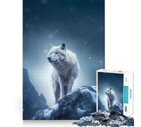 Rompecabezas Lobo Blanco en la Nieve para Adultos 1000 Piezas Juego de Memoria Corte Fino Acabado Premium Una Forma Entretenida de Pasar Horas Libres (50x75cm)