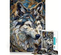 Rompecabezas Lobo con diseño Floral,1000 Piezas,estimulación cognitiva,Piezas sin Rebabas,Corte Limpio,Juguete de Entretenimiento para Interiores (38x52cm)