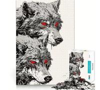 Rompecabezas Lobo de Ojos Rojos para Adultos, 1000 Piezas, Juego Inteligente, Relajante, Divertido, con Patrón, Regalo Preciado (50x75cm)