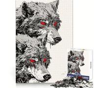 Rompecabezas Lobo de Ojos Rojos para Adultos, 1000 Piezas, Juego Inteligente, Relajante, Divertido, con Patrón, Regalo Preciado (50x75cm)