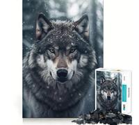 Rompecabezas Lobo en Bosque Nevado para Adultos,1000 Piezas,Juego de Habilidad y Pensamiento,Troquelado de Alta Precisión,Reto Entretenido para el Tiempo Libre (38x52cm)