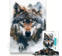 Rompecabezas Lobo en Las montañas de 1000 Piezas Juego Mental Divertido con Piezas de Ajuste preciso Actividad Relajante para Grupos en Interiores (50x75cm)