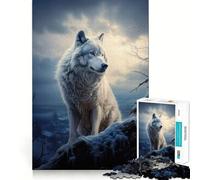 Rompecabezas Lobo en Las Montañas Nevadas para Adolescentes,1000 Piezas,Juego de Habilidades Mentales,Cortado con Láser para un Tiempo de Entrenamiento Mental Tranquilo Casa (38x52cm)