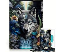 Rompecabezas Lobo en Mandala Jungle,1000 Piezas,Juego de Memoria Cerebral, Corte láser,Actividad Absorbente para Noches tranquilas (38x26cm)