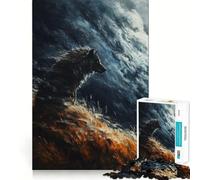 Rompecabezas Lobo en un Cielo tormentoso de 1000 Piezas Diversión para ejercitar la Mente Piezas Que encajan a la perfección Regalo de cumpleaños Juguete para ejercitar la Mente (38x52cm)