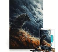 Rompecabezas Lobo en un Cielo tormentoso para Adultos,1000 Piezas,para estimular la concentración,Divertido,tamaño Uniforme,Piezas precisas,Actividad para Fortalecer los Lazos Familiares (50x75cm)