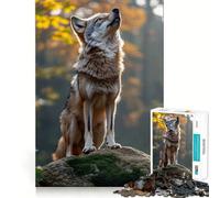 Rompecabezas Lobo en una Roca musgosa de 1000 Piezas para Adultos Divertido Juego de Memoria Requiere Corte Experto Actividad Relajante para Grupos en Interiores (50x75cm)