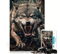 Rompecabezas Lobo Enojado 1000 Piezas Juego de Impulso Mental Cierre Seguro Sin Piezas Sueltas Desafío Mental Interactivo para el Hogar (38x26cm)