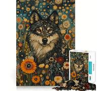 Rompecabezas Lobo Entre Flores para Adultos 1000 Piezas Mejora la Concentración Diversión Tamaño Uniforme Piezas Precisas Actividad para Compartir con Seres Queridos (50x75cm)