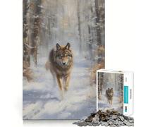 Rompecabezas Lobo Invernal Acercándose para Adultos,1000 Piezas,Juego para estimular la Mente,Piezas de Ajuste preciso,Actividad Relajante para Grupos en Interiores (50x75cm)