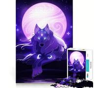 Rompecabezas Lobo Místico Bajo una Luna Púrpura para Adultos, 1000 Piezas, Juguete para Ejercicio Mental, Tiempo de Relajación, Diseño, Montaje, (38x52cm)