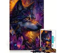 Rompecabezas Lobo Místico con Cristales para Adultos, 1000 Piezas, Juguete para Ejercicio Mental, Tiempo de Relajación, Diseño, Montaje, (50x75cm)