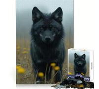 Rompecabezas Lobo Negro en la Pradera, 1000 Piezas, para Adolescentes, Memoria Aguda, Fácil Relajación, Bordes Limpios, Feliz Navidad (38x52cm)