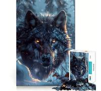 Rompecabezas Lobo Negro Salvaje en la Nieve,1000 Piezas Ejercicio Mental Divertido Piezas de Ajuste preciso Una Forma entretenida de Pasar el Tiempo Libre (38x26cm)