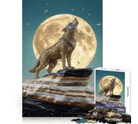 Rompecabezas Lobo ornamentado Aullando a la Luna para Adultos, 1000 Piezas Mejora la Memoria Entretenimiento Bordes precisos Un Regalo Encantador (38x52cm)