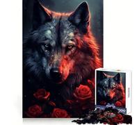 Rompecabezas Lobo Poderoso en Rosa Roja, 1000 Piezas para Adultos Claridad Mental, Relajación, Diversión, Bordes Finos, (38x26cm)