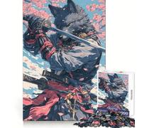 Rompecabezas Lobo Samurái bajo Sakura de 1000 Piezas para Adultos, para ejercitar la Mente y aliviar el estrés Decoración de Pared con Bordes precisos (38x26cm)
