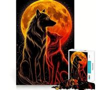 Rompecabezas Lobos y Luna Ardiente para Adolescentes 1000 Piezas Juego para Estimular la Mentalidad Piezas sin Rebabas Cortes Limpios Fácil de Aprender Diversión en Familia (50x75cm)