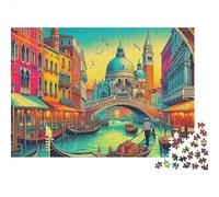 Rompecabezas los Canales Venecia,Ciudad acuática Colorida,1000 Piezas,cartón Resistente y sin Polvo,enmarcable,Regalo Vacaciones para Adultos,Parejas y entusiastas avanzados,52 x 38 cm (1000 Piezas)