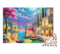 Rompecabezas los Canales Venecia,Ciudad acuática iluminada por la Luna,1000 Piezas,cartón Calidad,enmarcable,Viajes,Vacaciones,Adultos,Parejas,Adolescentes y Principiantes,52 x 38 cm (1000 Piezas)