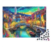 Rompecabezas los Canales Venecia,Ciudad acuática Vibrante,1000 Piezas,cartón Liso Premium,Viajes,Vacaciones,Alivio del estrés Adultos,Parejas,Principiantes y entusiastas,38 x 26 cm (1000 Piezas)