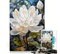 Rompecabezas Loto Blanco Radiante de 1000 Piezas para Adolescentes Juguete de lógica Fina, Divertido y Relajante Decoración de Pared con Bordes limpios (38x26cm)