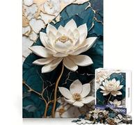 Rompecabezas Loto Blanco sobre Kintsugi de 1000 Piezas para Adultos Potencia la Mente, Relajante y Divertido Bordes Uniformes Regalo Ideal (38x52cm)