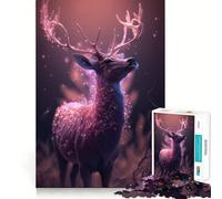 Rompecabezas Luminosos de Ciervo Rosa de fantasía de 1000 Piezas para Adultos Juguete Inteligente para armar Juntos Diversión con Corte preciso Exhibición artística (50x75cm)