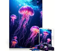 Rompecabezas Luminosos de Medusas neón para Adolescentes, 1000 Piezas, Juguete de lógica Fina, Suave, Relajante, Bordes limpios, Regalo Premium (38x26cm)