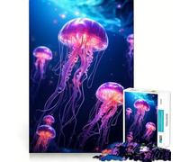 Rompecabezas Luminosos de Medusas neón para Adolescentes, 1000 Piezas, Juguete de lógica Fina, Suave, Relajante, Bordes limpios, Regalo Premium (38x26cm)