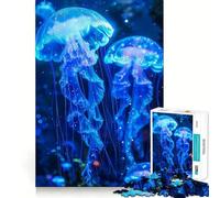 Rompecabezas Luminosos de Medusas neón para Adultos, 1000 Piezas, Logic Boost Toy Group Joy Premium Edge, Sorpresa de cumpleaños (38x26cm)