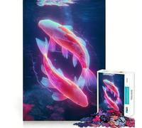 Rompecabezas Luminosos de Peces koi neón para Adolescentes, 1000 Piezas, Think Toy, diversión Relajante, Arte de Corte Limpio, Coleccionable (50x75cm)