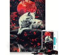 Rompecabezas Luna de Sangre de Lobo de 1000 Piezas Juego cognitivo Divertido con Estructura de Encaje preciso Actividad para Fortalecer los Lazos Familiares (38x26cm)