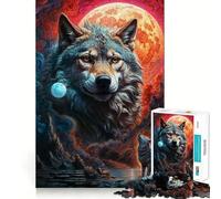 Rompecabezas Luna Misteriosa Lobo Solitario de 1000 Piezas para Adolescentes Mejora la Memoria, sin estrés, Bordes Ajustados, decoración de Pared (38x52cm)