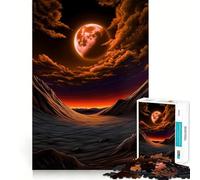 Rompecabezas Luna Naranja sobre Paisaje Árido, 1000 Piezas, para Adolescentes, Juguete cognitivo, pasatiempo Tranquilo, Borde Premium, Lista de Deseos de Santa Claus (50x75cm)
