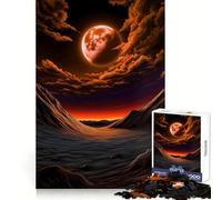 Rompecabezas Luna Naranja sobre Paisaje Árido para Adultos 1000 Piezas Juguete de Lógica Fina Relajante Casual Borde Limpio Pieza de Bellas Artes (38x26cm)