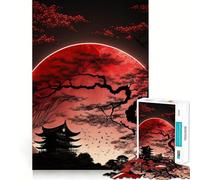 Rompecabezas Luna Roja de Japón de 1000 Piezas para Adultos, Juego Mental, Juguete Divertido y Tranquilo, Pieza de colección de Arte de Corte preciso (50x75cm)