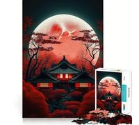 Rompecabezas Luna Roja de Japón para Adultos, 1000 Piezas, Juguete de lógica Mental, diversión Relajante, Corte Firme, cálida Sorpresa (38x26cm)