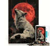Rompecabezas Luna Roja Lobo Blanco de 1000 Piezas para Adolescentes Juguete para ejercitar la Mente Diseño Relajante Regalo Ideal para armar (50x75cm)