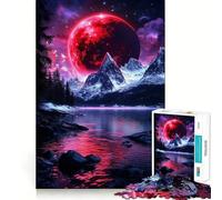 Rompecabezas Luna Roja sobre Las Montañas de 1000 Piezas para Adolescentes Refuerza la Memoria y el vínculo Familiar Bordes precisos Regalo Original (50x75cm)