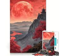 Rompecabezas Luna Roja sobre Montañas para Adolescentes, 1000 Piezas, Juego Mental, Juguete para Relajarse, Corte Íntimo, (50x75cm)