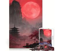 Rompecabezas Luna Roja sobre Pagoda para Adolescentes, 1000 Piezas, Lógica Clara, Juguete, Lento, Disfruta, Corte, Sorpresa de Cumpleaños (50x75cm)