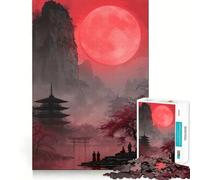 Rompecabezas Luna Roja sobre Pagoda para Adolescentes, 1000 Piezas, Lógica Clara, Juguete, Lento, Disfruta, Corte, Sorpresa de Cumpleaños (50x75cm)