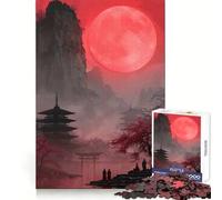 Rompecabezas Luna Roja sobre Pagoda para Adultos, 1000 Piezas, Juguete de Lógica Mental, Relajante, Divertido, Corte Firme, Cálido Sorpresa (38x52cm)