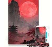 Rompecabezas Luna Roja sobre Pagoda para Adultos, 1000 Piezas, Juguete de Lógica Mental, Relajante, Divertido, Corte Firme, Cálido Sorpresa (38x52cm)